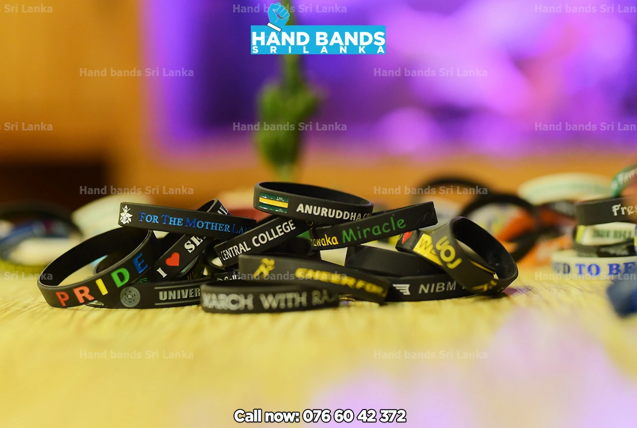 Black Debossed silicone wristbands / handbands for school fundraising event in sri Lanka